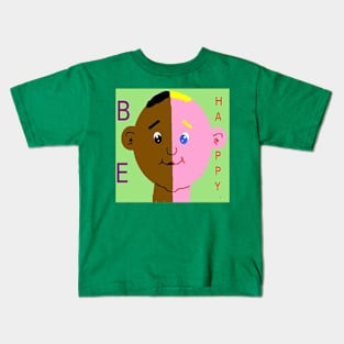 Be  Happy Illustration on Green Background Kids T-Shirt